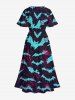 Plus Size Halloween Costume Bat Blood Print Split Midi Dress -  