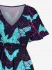 Plus Size Halloween Costume Bat Blood Print Split Midi Dress -  