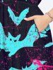 Plus Size Halloween Costume Bat Blood Print Split Midi Dress -  