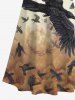 Plus Size Halloween Costume Eagles Swirls Sand Ombre Colorblock Print Cold Shoulder Crisscross Maxi Dress -  