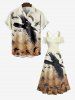 Plus Size Halloween Costume Eagles Swirls Sand Ombre Colorblock Print Cold Shoulder Crisscross Maxi Dress -  