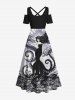Plus Size Octopus Wizard Snake Monster Ink Painting Print Halloween Costume Crisscross A Line Maxi Dress -  