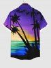Plus Size Coconut Tree Painting Sea Ombre Galaxy Print Hawaii Button Pocket Shirt For Men -  