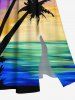 Plus Size Coconut Tree Painting Sea Ombre Galaxy Print Hawaii Split Pocket A Line Midi Dress -  