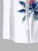 Plus Size Colorful Coconut Tree Tropical Leaves Print Hawaii Button Pocket Shirt For Men -  