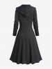 Plus Size Lace Up Grommets Star Buckle PU Leather Stripes Zip Up Hooded Coat -  
