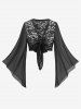Rose Flower Lace Knotted Bolero Top and Gilding Floral Print Asymmetric Dress Plus Size Outfit -  
