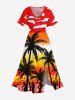 Coconut Tree Sea Dancer Ombre Sky Cloud Print Plus Size Matching Hawaii Beach Outfit For Couples -  