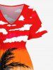Coconut Tree Sea Dancer Ombre Sky Cloud Print Plus Size Matching Hawaii Beach Outfit For Couples -  
