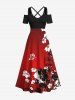 Floral Curve Butterfly Print Plus Size Matching Hawaii Beach Outfit For Couples -  