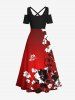Floral Curve Butterfly Print Plus Size Matching Hawaii Beach Outfit For Couples -  