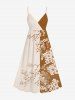 Peach Blossom Flower Branch Colorblock Print Plus Size Matching Hawaii Beach Outfit For Couples -  