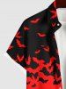 Costume D'Halloween en Blocs de Couleurs Chauve-souris Imprimé Grande Taille Deux Pièces - Rouge 