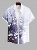 Peach Blossom Flower Branch Ombre Colorblock Print Plus Size Matching Hawaii Beach Outfit For Couples -  