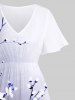 Peach Blossom Flower Branch Ombre Colorblock Print Plus Size Matching Hawaii Beach Outfit For Couples -  