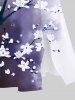 Peach Blossom Flower Branch Ombre Colorblock Print Plus Size Matching Hawaii Beach Outfit For Couples -  