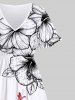 Tropical Leaf Hibiscus Flower Print Plus Size Matching Hawaii Beach Outfit For Couples -  