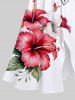 Tropical Leaf Hibiscus Flower Print Plus Size Matching Hawaii Beach Outfit For Couples -  
