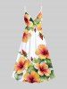 Tropical Leaf Hibiscus Flower Print Plus Size Matching Hawaii Beach Outfit For Couples -  