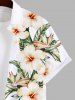 Plus Size Tropical Leaf Hibiscus Flower Print Buttons Pocket Hawaii Shirt For Men -  