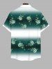Plus Size Rose Flower Leaf Ombre Colorblock Print Buttons Pocket Hawaii Shirt For Men -  