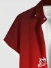 Plus Size Floral Curve Butterfly Print Hawaii Ombre Button Pocket Shirt For Men -  