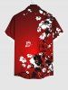 Plus Size Floral Curve Butterfly Print Hawaii Ombre Button Pocket Shirt For Men -  