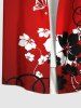 Plus Size Floral Curve Butterfly Print Hawaii Ombre Button Pocket Shirt For Men -  