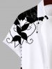 Plus Size Ink Rose Flower Leaf Vine Print Hawaii Button Pocket Shirt For Men -  