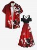 Plus Size Floral Curve Butterfly Print Hawaii Crisscross Ombre A Line Maxi Dress -  