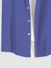 Plus Size Watercolor Floral Leaf Print Hawaii Button Pocket Shirt For Men -  