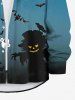 Plus Size Pumpkin Castle Ghost Bat Moon Print Halloween Button Shirt For Men -  
