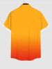 Plus Size Pumpkin Wizard Cross Bat Spider Web Print Halloween Ombre Button Pocket Shirt For Men -  