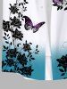 Plus Size Floral Leaf Branch Butterfly Print Hawaii Dip Dye Ombre Button Pocket Shirt For Men -  
