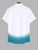 Plus Size Floral Leaf Branch Butterfly Print Hawaii Dip Dye Ombre Button Pocket Shirt For Men -  
