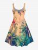 Plus Size Tropical Coconut Tree Ombre Colorblock Sky Print Hawaii Tank Dress -  