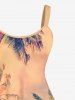 Plus Size Tropical Coconut Tree Ombre Colorblock Sky Print Hawaii Tank Dress -  