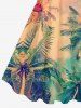 Plus Size Tropical Coconut Tree Ombre Colorblock Sky Print Hawaii Tank Dress -  