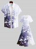 Plus Size Peach Blossom Flower Branch Ombre Colorblock Print Split Hawaii Midi Dress -  
