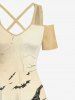 Plus Size Halloween Costume Bat Scarecrow Wizard Print Cold Shoulder Crisscross Maxi Dress -  