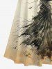 Plus Size Halloween Costume Bat Scarecrow Wizard Print Cold Shoulder Crisscross Maxi Dress -  