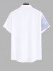 Plus Size Peach Blossom Flower Branch Ombre Colorblock Print Buttons Pocket Hawaii Shirt For Men -  