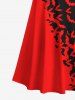 Plus Size Halloween Costume Two Tone Colorblock Bat Print Cold Shoulder Crisscross Maxi Dress -  
