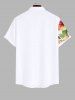 Plus Size Tropical Leaf Hibiscus Flower Print Buttons Pocket Hawaii Shirt For Men -  