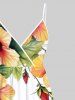 Plus Size Tropical Leaf Hibiscus Flower Print Surplice Hawaii Cami Dress -  