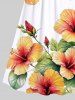 Plus Size Tropical Leaf Hibiscus Flower Print Surplice Hawaii Cami Dress -  
