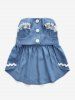 Pet's Pineapple Lace Trim Appliques Buttons Dress -  
