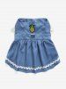 Pet's Pineapple Lace Trim Appliques Buttons Dress -  