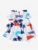 Pet's Coconut Tree Summer Letters Print Lace Trim Hawaii Top -  