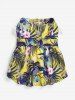 Pet's Tropical Leaf Flowers Print Lace Trim Hawaii Top -  